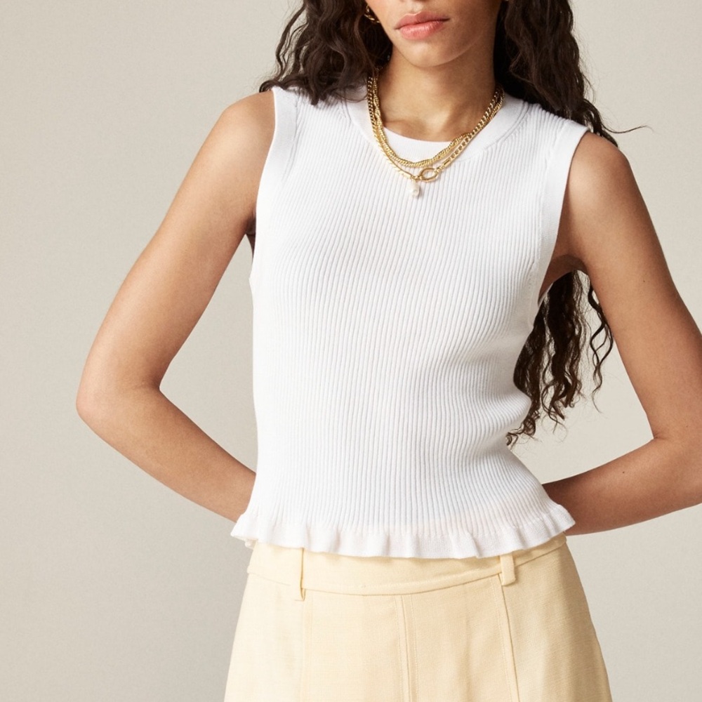 J. Crew Ruffle Trim Ribbed Tank *NWT*
